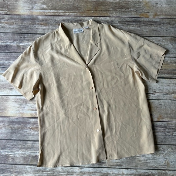 Vintage Liz Claiborne Collection 100% Silk Blouse Butter Yellow Sz 12 - Picture 2 of 5